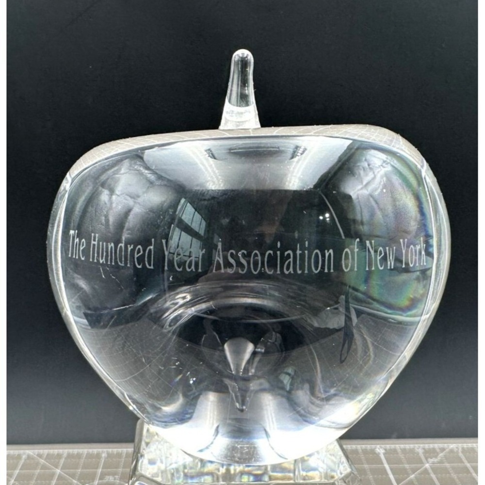 Vintage Tiffany & Co Glass Apple Paperweight Hundred Year Association of NY
